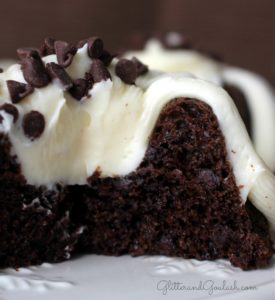 Mini Chocolate Bundt Cake with Cream Cheese Frosting - Glitter and