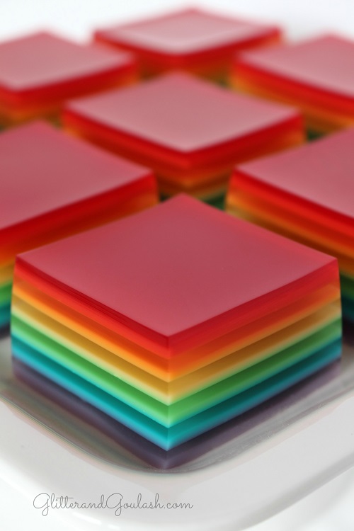 Rainbow Jello Jigglers Glitter And Goulash